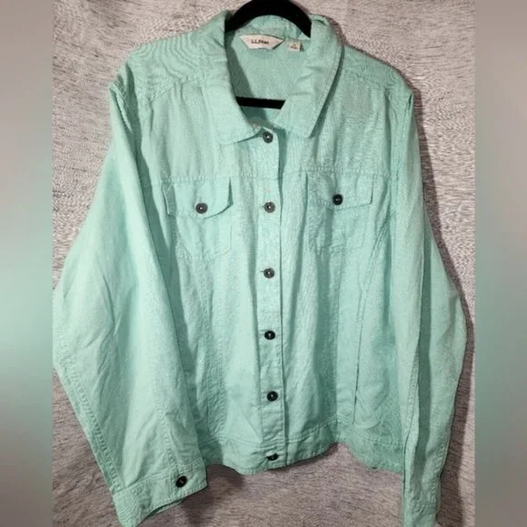 L.L. Bean Linen Blend Green Jacket 3X Plus - Picture 1 of 6